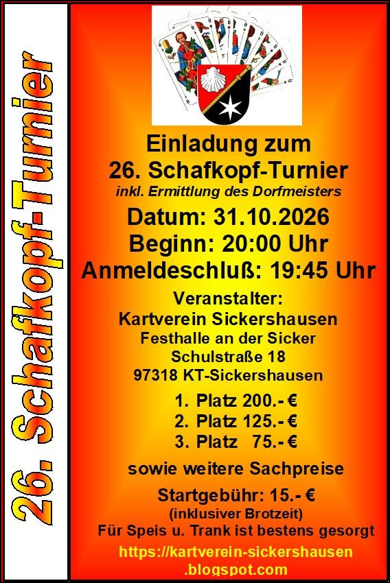 Kartverein 26. Schafkopf-Turnier Kartverein 26. Schafkopf-Turnier