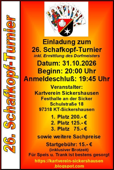 Kartverein 26. Schafkopf-Turnier
		Gerd Pfau