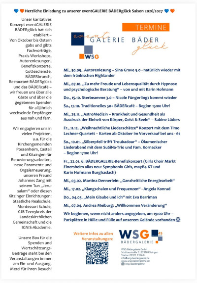„AstroMedizin – Krankheit und Gesundheit als Ausdruck der Einheit von Körper, Geist & Seele“ – Sabine Lüders
		WSG Bädergalerie
